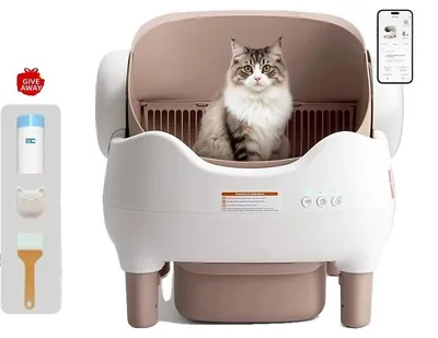 Productafbeelding van Zelfreinigende kattenbak, bedienbaar via app, met geurtralisatiefunctie, WIT