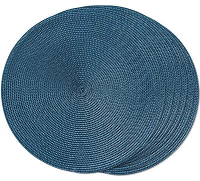 Obrázek produktu pro Kulaté tkané prostírání Set 6 kusů - Modré, 38 cm