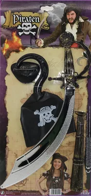 Produktbild von Piraten-Set, 4-tlg. (Hakenhand, Augenklappe, Säbel, Fernglas),