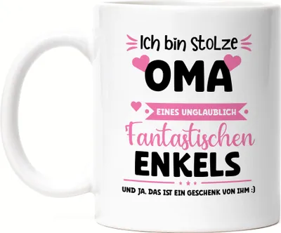 Produktbild von Ich bin stolze Oma Tasse Weiß Geschenk Muttertag Oma Enkel Geburtstag