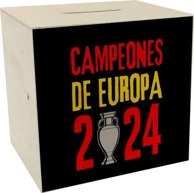 Produktbild von Spanien Europameister 2024 Spardose aus Holz mit Spruch Campeones de Europa 2024