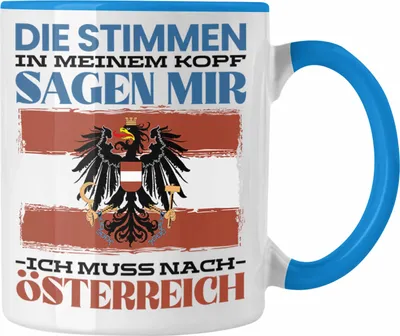 Produktbild von Trendation - Österreich Tasse Urlaub Heimat Geschenk Spruch Österreicher Austria Geschenkidee (Blau)