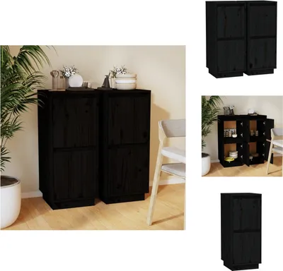 Obrázek produktu pro vidaXL Příborníky 2 ks černé 31,5x34x75 cm borovicový masiv - Příborníky