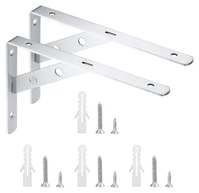 Productafbeelding van 2 stuks schapbeugels, metalen schaphouders, roestvrijstalen schapbeugels
