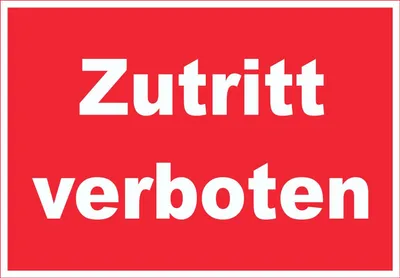 Produktbild von Zutritt verboten Schild weiß-rot A6 Rückseite selbstklebend