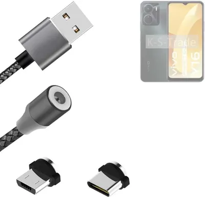 Produktbild von K-S-Trade Hochwertiges Magnet-Lade-kabel Sync-Kabel Daten-Kabel für Vivo Y16 mit USB-Typ-C-Anschluss und Micro-USB-Anschluss 2A bis zu 480mbps
