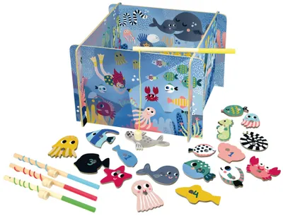 Image de Vilac jeu d'adresse Jeu de pêche magnétique Sous la mer – dès 3 ans, pour enfants, en bois, jouet de marque de qualité