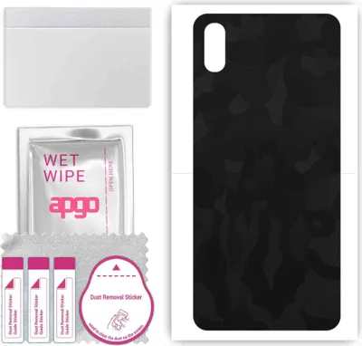 Produktbild von apgo Rückseite Schutzfolie, Skin, kompatibel mit Cubot J5, Hinten Displayschutzfolie aus Vinylfolie, kratzfest, einfache Montage - Schwarzes Tarnmuster