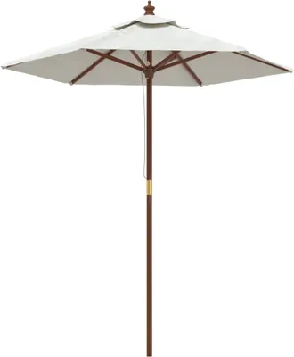 Image de vidaXL Parasol avec mât en bois sable 196x231 cm