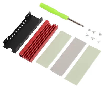 Image de Support de dissipation thermique pour SSD M.2 NVMe 2280 – Dissipateur thermique simple ou double face avec coussinets en silicone thermique pour PC, PS5 et PS5 Slim – Rouge