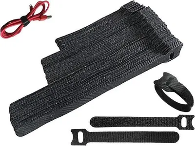 Obrázek produktu pro Stahovací pásky – Znovuuzavíratelné, 3 délky (10, 15, 20 cm) – Opakovaně použitelné kabelové držáky – Černé