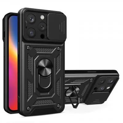 Produktbild von Armor Hülle Camera Protect für Apple iPhone 15 Serie (Glasvariante) - Farbe: Schwarz - Modellkompatibilität: Für Apple iPhone 15 Pro - Displayglas: Ohne 9H Displayglas