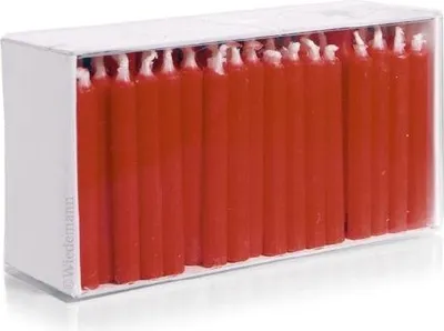 Produktbild von Pyramidenkerzen, Puppenlichte, Baumkerzen 65 x Ø 7 mm Rot, 100 Stück