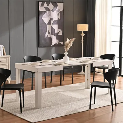 Immagine prodotto di Tavolo da Pranzo Allungabile 120-200x80x76 cm in Legno Bianco