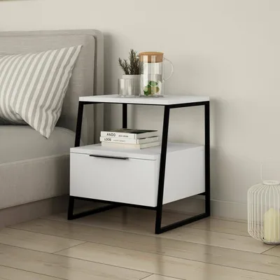 Immagine prodotto di Rosita - Comodino, 45x41x50h cm Bianco, 2 Ripiani