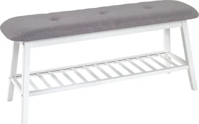 Obrázok produktu pre HAKU Lavica na topánky, šedá, biela – bambus, textilná tkanina, Š/V/H: 100x44x30 cm
