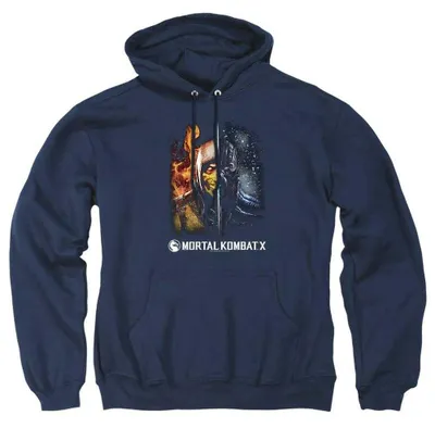 Immagine prodotto di Felpa con cappuccio "Fire And Ice" di Mortal Kombat, unisex, per uomo/donna, modello TV38077 (taglia S), colore blu navy, Immagine generata dall'IA