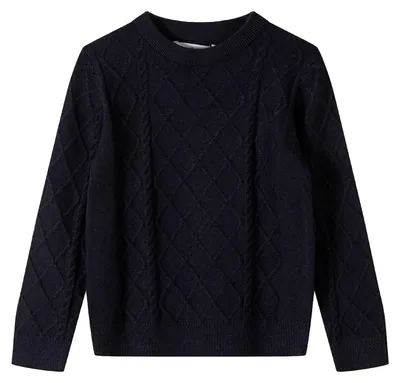 Produktbild von Minoti - Sweatshirt für Jungen, Rundhalsausschnitt, Mit Zopfmuster MN234 (134) (Blau)