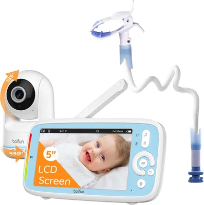 Produktbild von Babyphone mit PTZ, 5 Zoll Babyfon, Kamera mit 720P IPS Bildschirm, HD-Nachtsicht, VOX, Temperaturüberwachung, Wiegenlieder, Monitorständer