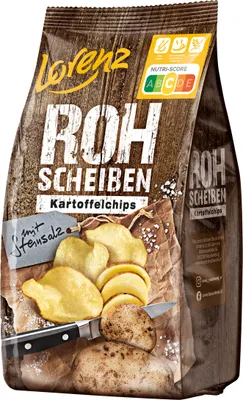 Produktbild von Lorenz Rohscheiben Kartoffelchips Steinsalz im Kessel geröstet 120g
