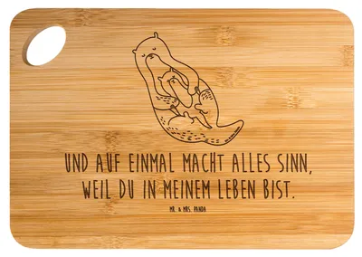 Produktbild von Mr. & Mrs. Panda essbrettchen Otter Kind - Transparent - Geschenk, Frühstücksbrettchen, Schneidebrett, Hackbrett, holzschneidebrett, Holzbrett, Mutter, Frühstücksbrett