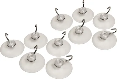 Produktbild von McPower Saugnapf transparent mit Metallhaken Ø40mm 1kg Tragkraft 10 Stück