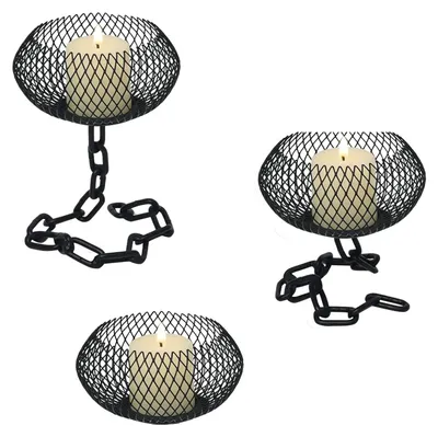 Kandelaar-Set für Stumpenkerzen, 3 Stück, schwarz, 11,2 cm