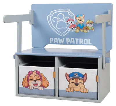 Produktbild von roba Klappbare Sitzbank Paw Patrol + 2 wendbare Aufbewahrungsboxen - Umbaubar zum Kindertisch - Ab 18 Monaten geeignet - Holz grau / blau