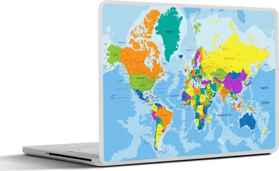 Produktbild von MuchoWow® Laptop Aufkleber Sticker Cover Weltkarte - Farben - Buchstaben - Kinder - Jungen - Mädchen 30x21 cm - Sticker für Laptop - Selbstklebend