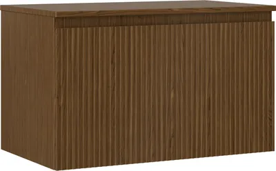 Produktbild von Mexen Rivel Badezimmerschrank für Waschbecken 80 cm mit Arbeitsplatte, 1 Schublade, geriffelt, Nussbaum - 91A20-08047-1-BFC86