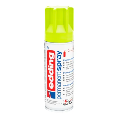 Obrázok produktu pre edding 5200 Permanent Spray - neónová žltá matná - 200 ml - Akrylová farba na maľovanie a zdobenie skla, kovu, dreva, keramiky, plastu, plátna - Farba v spreji, akrylová farba v spreji, farebný sprej