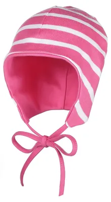 Produktbild von modAS Baby Mütze aus Baumwolle - Kopfbedeckung Mädchen Jungen mit Bindeband und Ohrenschutz in Magnolia-Weiß 39 cm – ca. 3-4 Monate