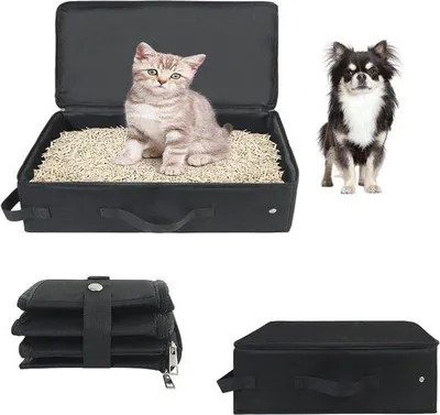 Productafbeelding van Famanu Opvouwbare kattenbak met deksel - Waterdichte, draagbare kattenbak voor binnen en buiten