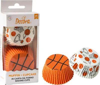 Obrázok produktu pre Košičky na cupcakes basketball, 36ks - Decora