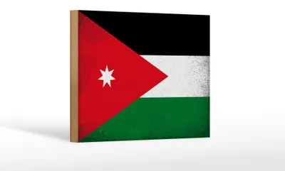 Produktbild von Holzschild Flagge Jordanien 18x12cm Flag of Jordan Vintage Dekoration