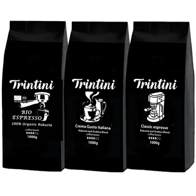 Produktbild von Trintini Set Organic Espresso, Espresso und Crema Gusto Italiana Kaffeebohnen 3x1000g