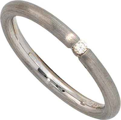Produktbild von Ring Damenring mit Diamant Brillant 925 Silber rhodiniert mattiert Silberring Innenumfang 52mm  Ø16.6mm