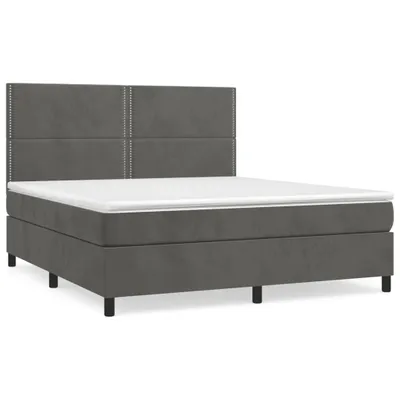 Obrázek produktu pro vidaXL Postel Boxspring s matrací Dark Grey 180x200 cm Velvet