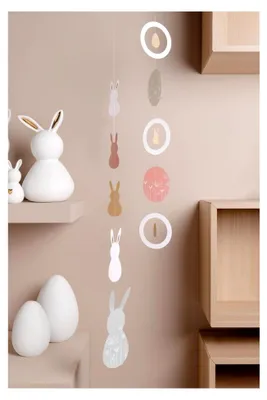 Produktbild von Oster Dekoration für Türen und Fenster, bunte Ostereier, Hasen und Blumen Motive, 100 cm