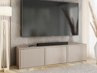 Produktbild von KierMoebel Tv Schrank ICO 3, Modern Lowboard Kaschmir Geriffelt 156,4x42x38,8 cm