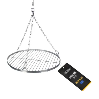 Produktbild von NAJDER Edelstahl Rund Grillrost Ø800 mm mit Aufhängekette Ø3 mm, Grillrost Rund für Schwenkgrill mit Kettensatz, Drehwirbel und Karabinerhaken, Hängegrill Rost mit Kette Satz