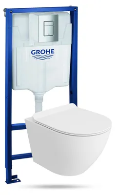 Produktbild von LAVITA WC-Set SOFIWHITEMAT GROHE Solido spülrandlos Silber rechteckig