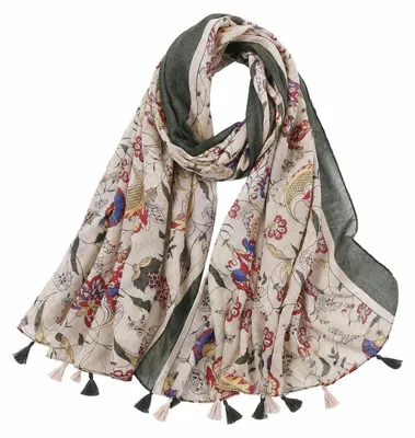 Immagine prodotto di Sciarpa da donna, motivo floreale, 180 x 85 cm, in cotone