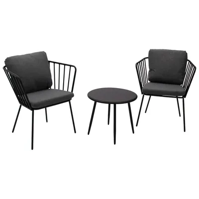 Produktbild von DEGAMO Gartenset Bistroset TOLEDO 3-teilig, Metall anthrazit, Polster grau