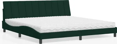 Produktbild von vidaXL Bett mit Matratze "Hanko" Dunkelgrün 200x200 cm Samt
