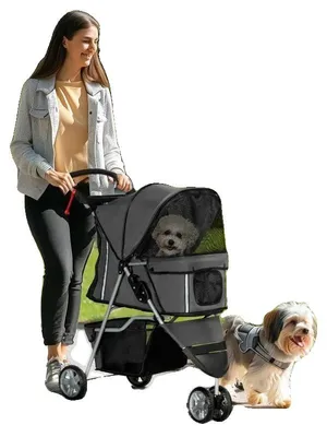 Zdjęcie produktu dla Transporter dla zwierząt, wykonany z tkaniny Oxford, składana konstrukcja, wymiary 75x45x97 cm, przeznaczony dla małych psów o wadze do 10 kg, solidna rama stalowa