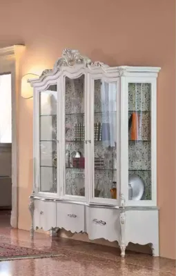 Produktbild von Luxus Holz Vitrine Anrichte Design Schränke Weiß Italienische Möbel