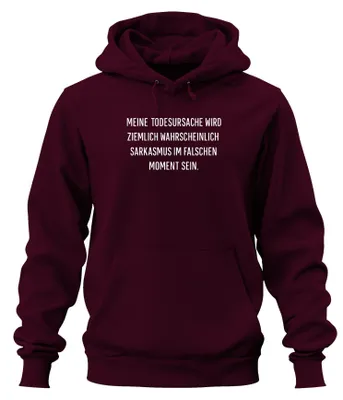 Produktbild von Todesursache wahrscheinlich Sarkasmus lustig spruch Hoodie Kapuzenpullover, Burgundy, L
