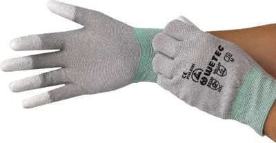 Produktbild von WETEC WETEC ESD-Handschuhe, Polyurethanbeschichtete Fingerkuppen, L, Carbonfaden
