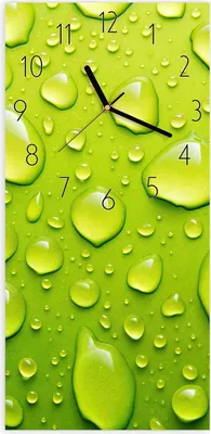 Produktbild von Wanduhr aus Glas mit Motiv Wassertropfen- 30 x 60 cm - inkl. Aufhängesystem